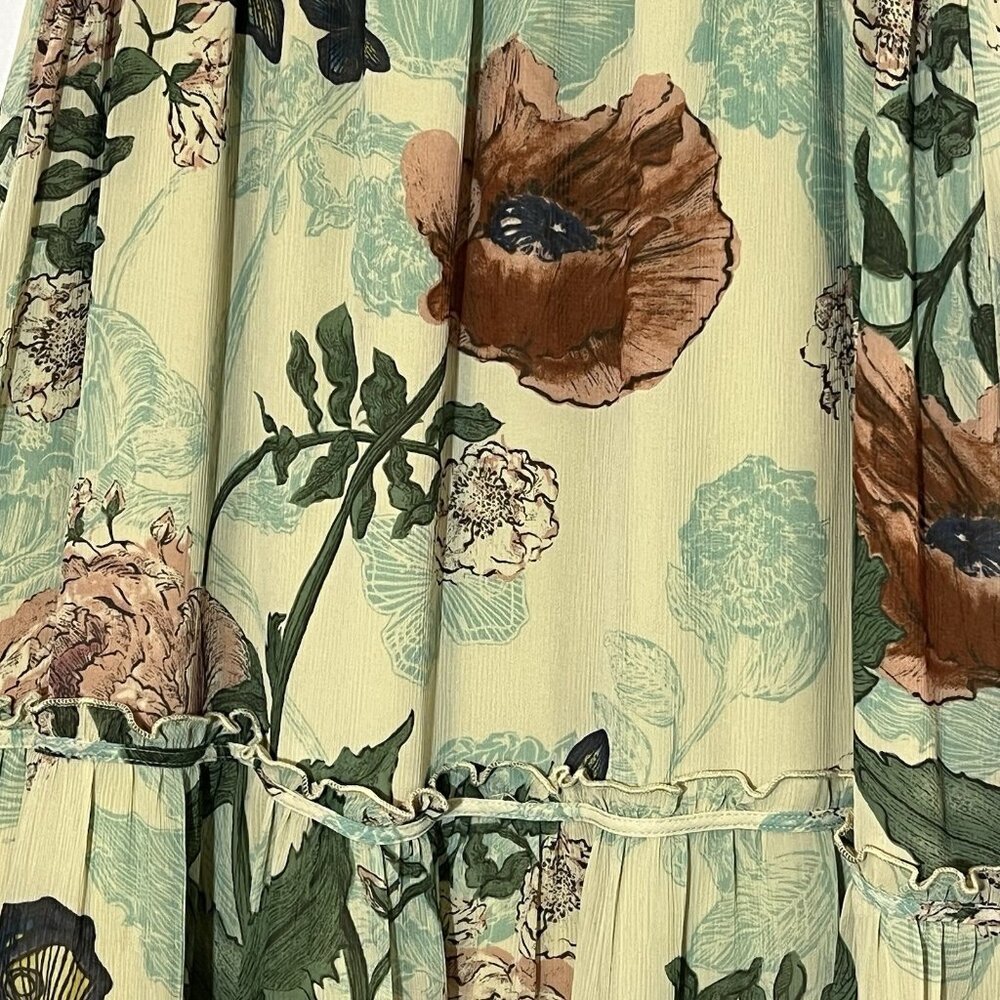 Maeve Anthropologie Ruffled Tiered Maravilla Maxi Dress Size 4 Floral Butterfly - Picture 8 of 11